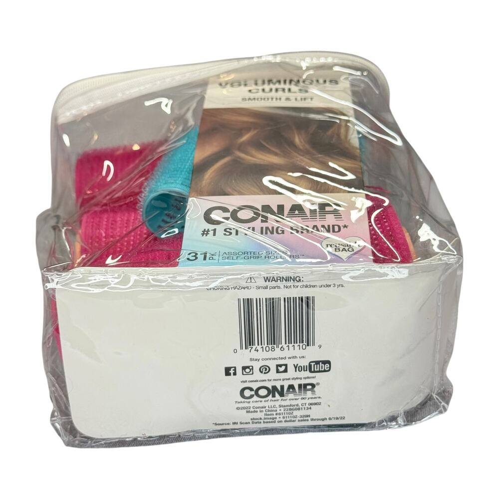 Conair 31 Self Grip Hair Rollers Set Multi Size With Reusable Bag New - Picture 5 of 7